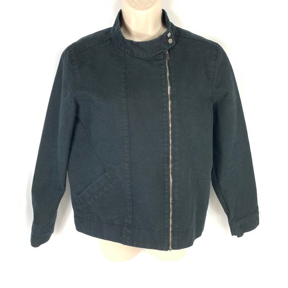 Kate Spade Side Zip Black Moto Bomber Jacket L - Picture 1 of 11